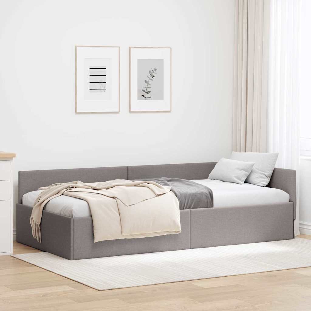 vidaXL Estructura de cama en esquina Taupé 80 cm x 200 cm tela