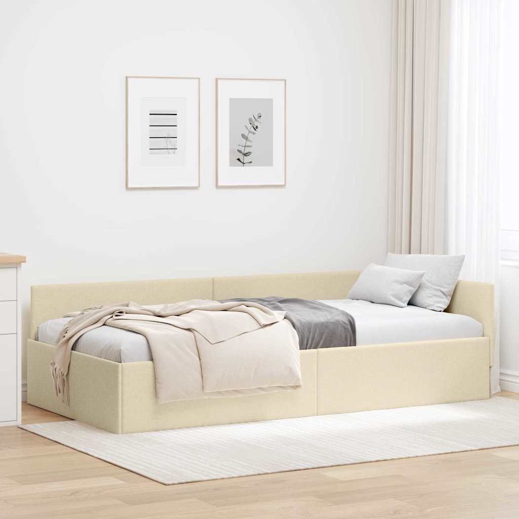 vidaXL Estructura de cama en esquina Crema 80 cm x 200 cm tela