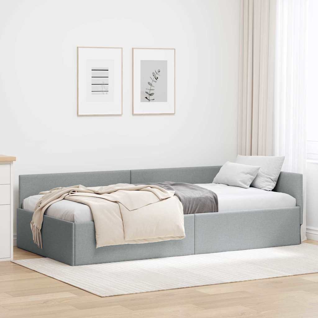 vidaXL Estructura de cama en esquina Gris Claro 90 cm x 200 cm tela