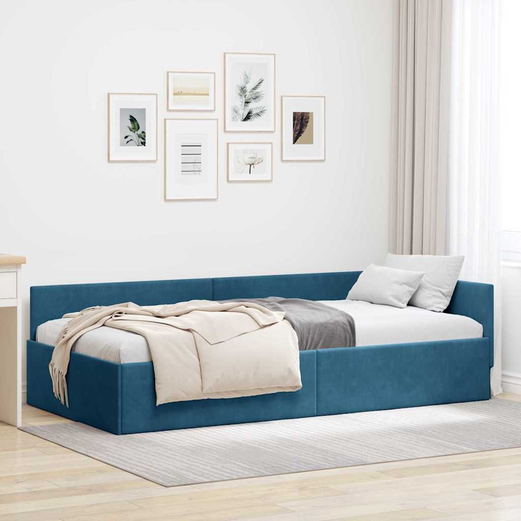 vidaXL Estructura de cama en esquina Azul 80 cm x 200 cm Terciopelo