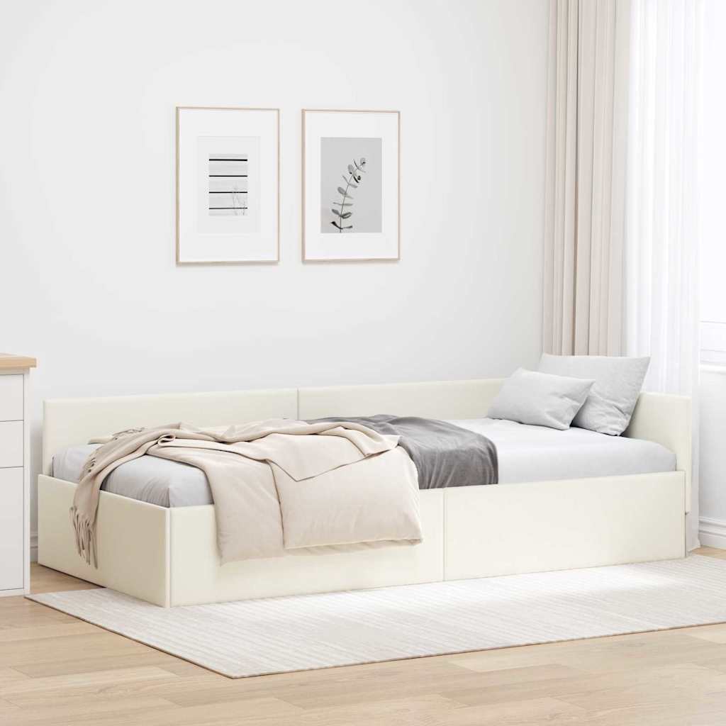 vidaXL Estructura de cama en esquina Crema 80 cm x 200 cm Terciopelo