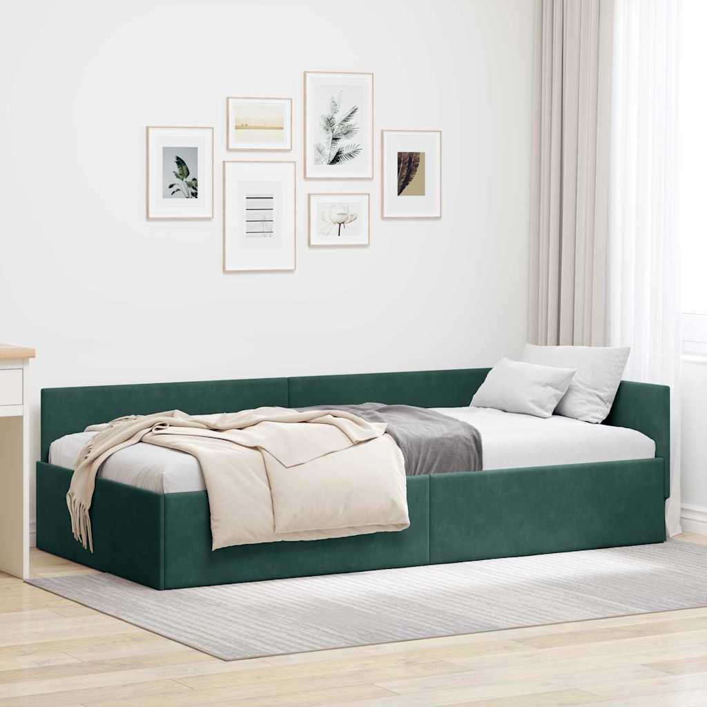 vidaXL Estructura de cama en esquina Verde oscuro 90 cm x 190 cm