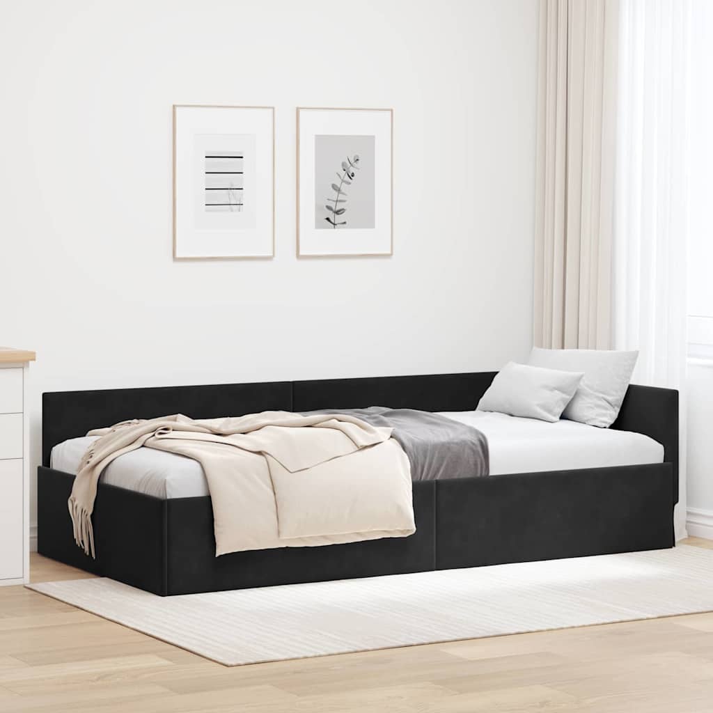 vidaXL Estructura de cama en esquina Negro 90 cm x 200 cm Terciopelo