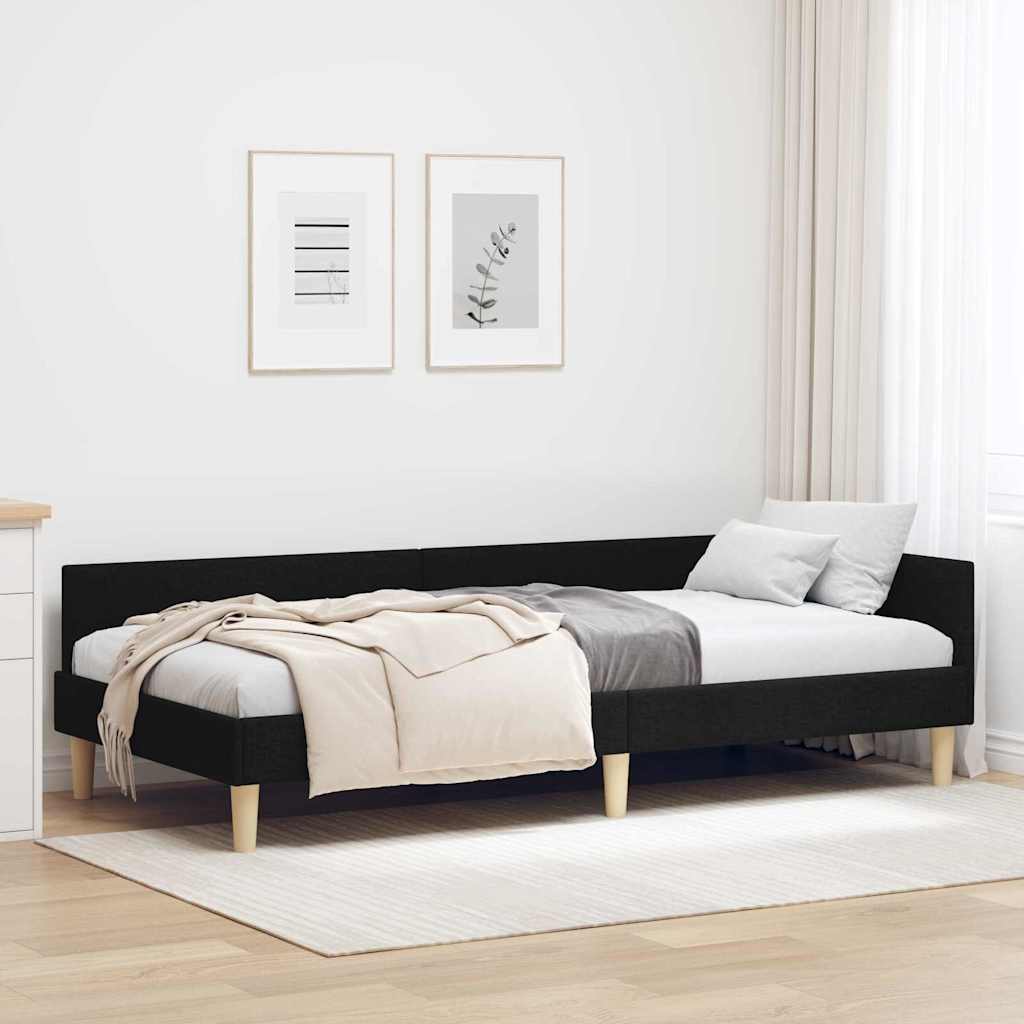vidaXL Estructura de cama en esquina Negro 80 x 200 cm tela