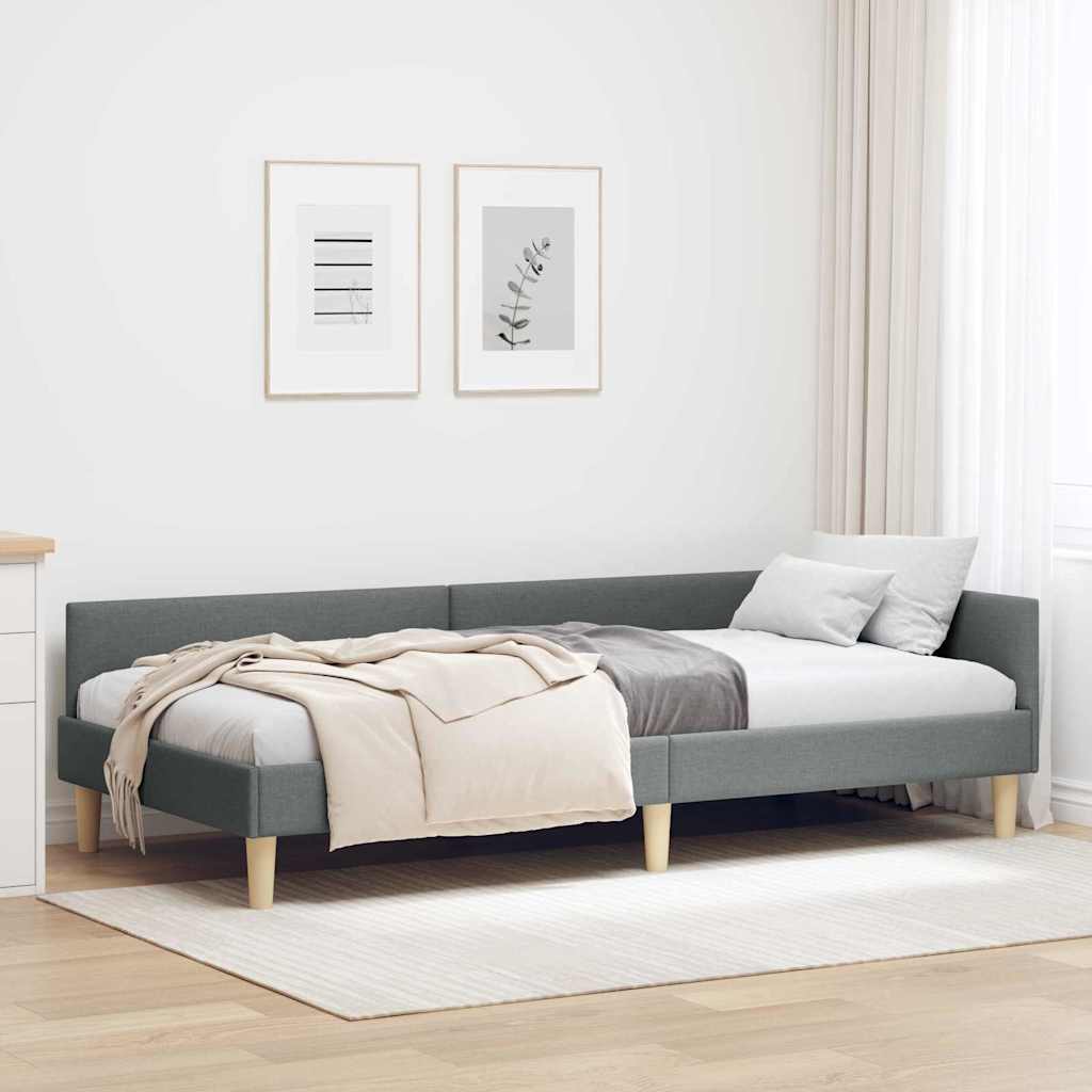vidaXL Estructura de cama en esquina Gris oscuro 100 x 200 cm tela