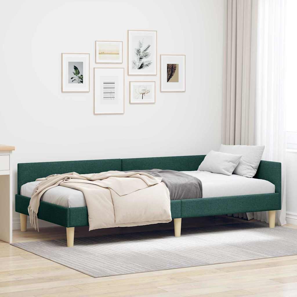 vidaXL Estructura de cama en esquina Verde oscuro 100 x 200 cm tela