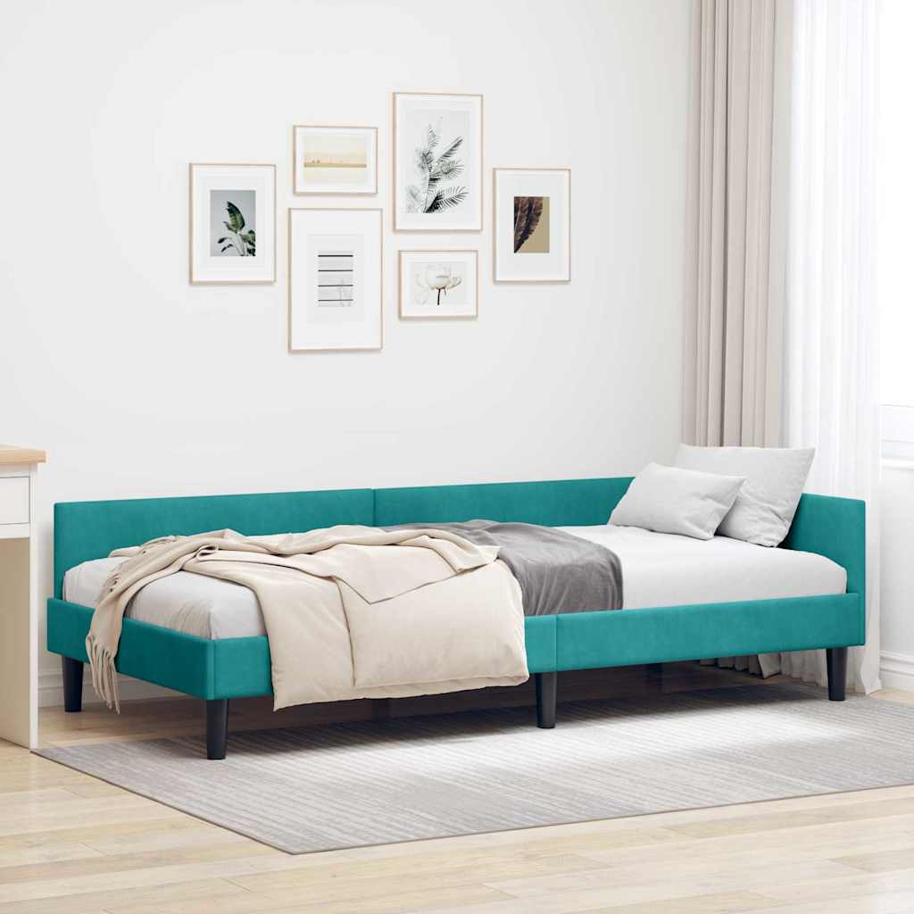 vidaXL Estructura de cama en esquina Tuquesa 90 cm x 190 cm Terciopelo