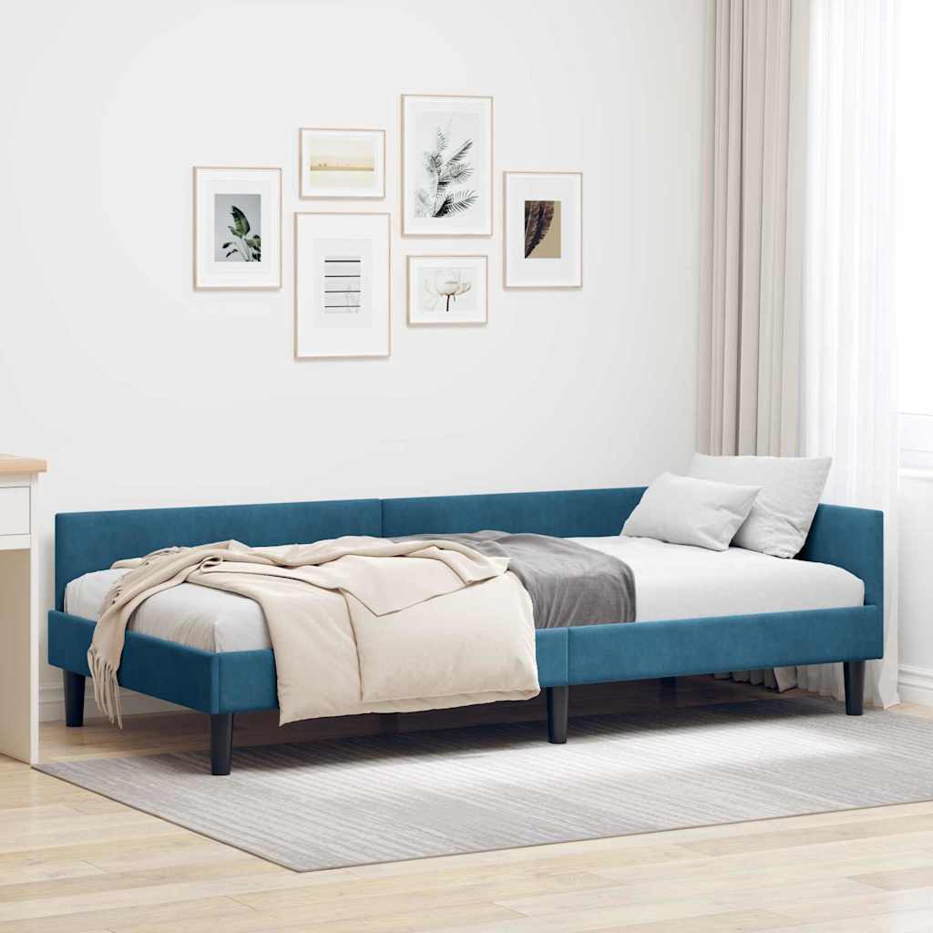 vidaXL Estructura de cama en esquina Azul 90 cm x 200 cm Terciopelo