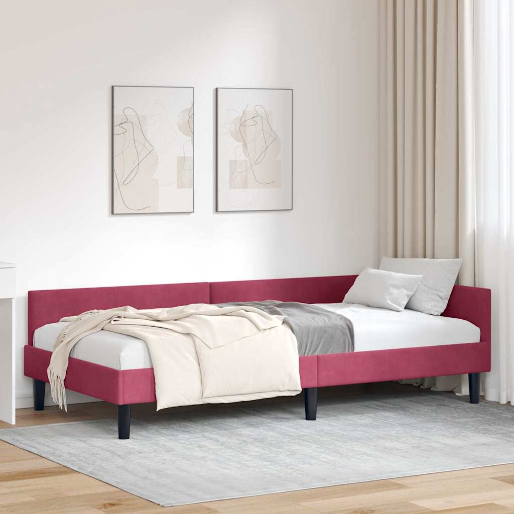 vidaXL Estructura de cama en esquina Rojo vino 90 cm x 200 cm