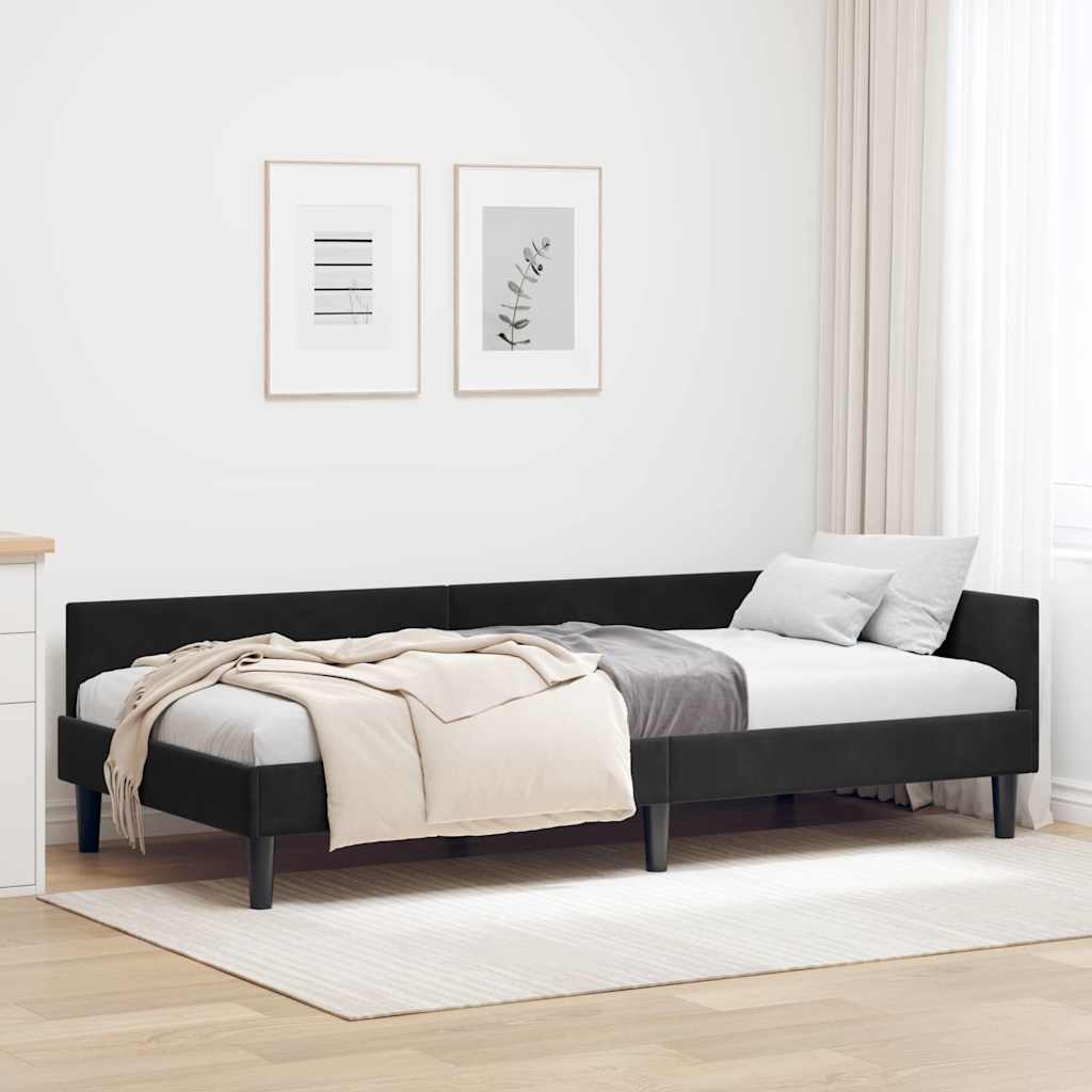 vidaXL Estructura de cama en esquina Negro 90 cm x 200 cm Terciopelo