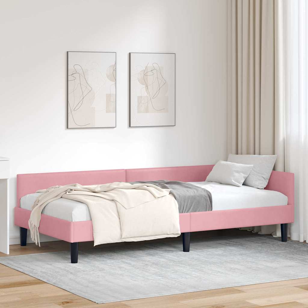 vidaXL Estructura de cama en esquina Rosa 100 cm x 200 cm Terciopelo