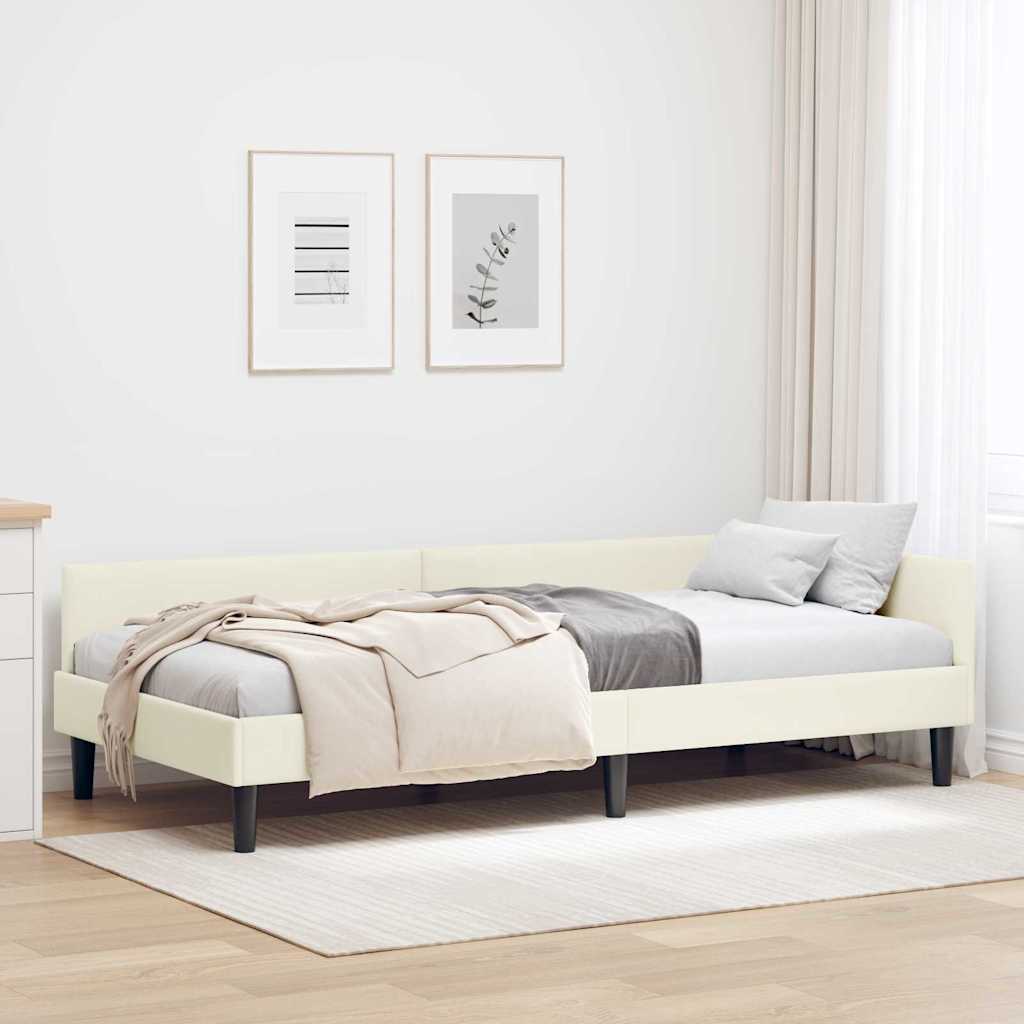 vidaXL Estructura de cama en esquina Crema 100 cm x 200 cm Terciopelo