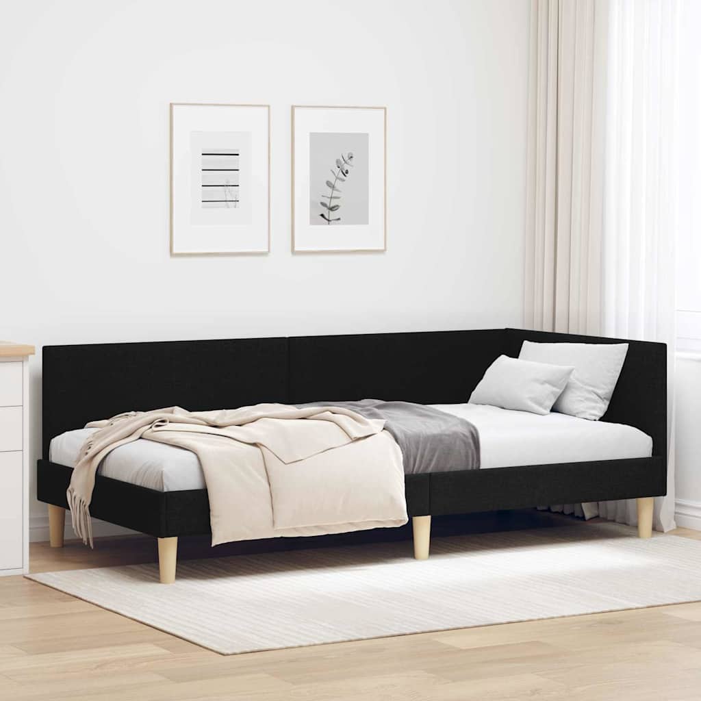 vidaXL Estructura de cama en esquina con cabecera Negro 80 cm x 200 cm