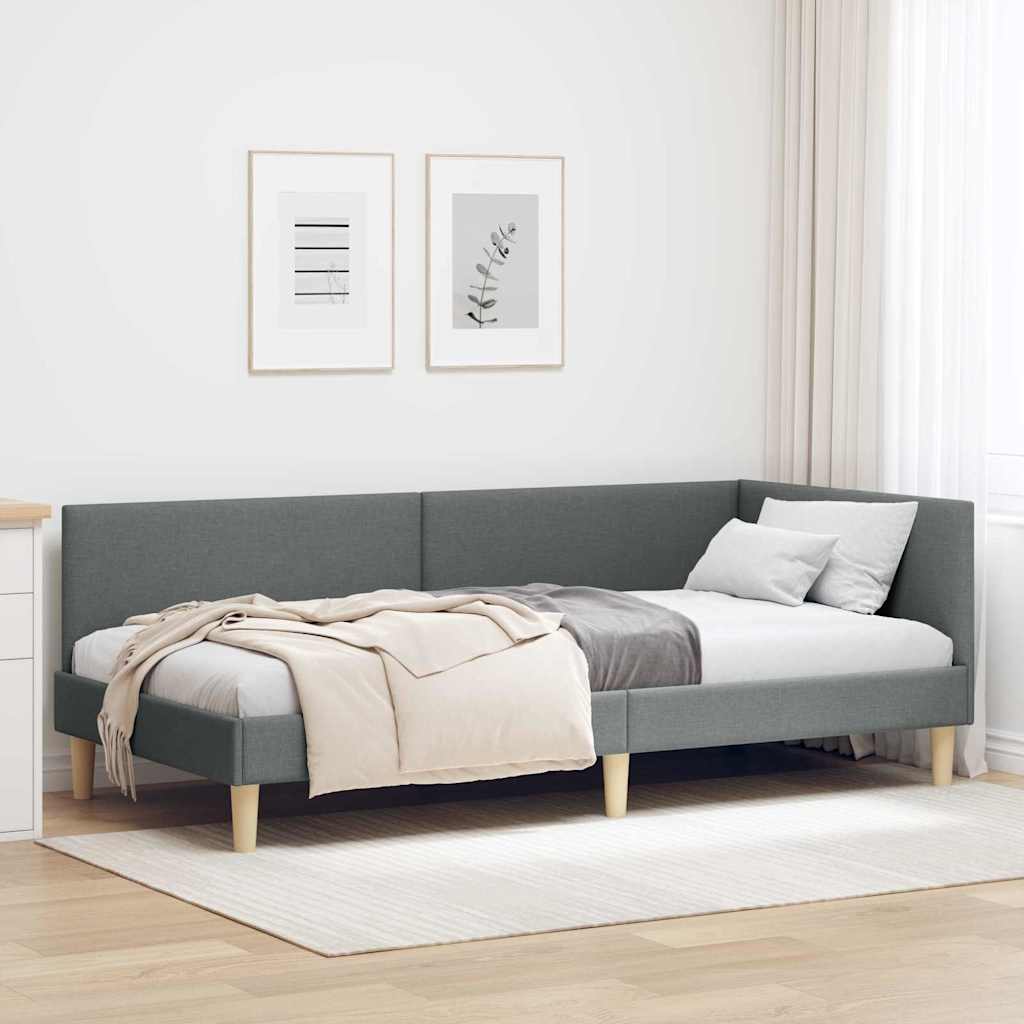 vidaXL Estructura de cama en esquina Gris oscuro 90 cm x 190 cm