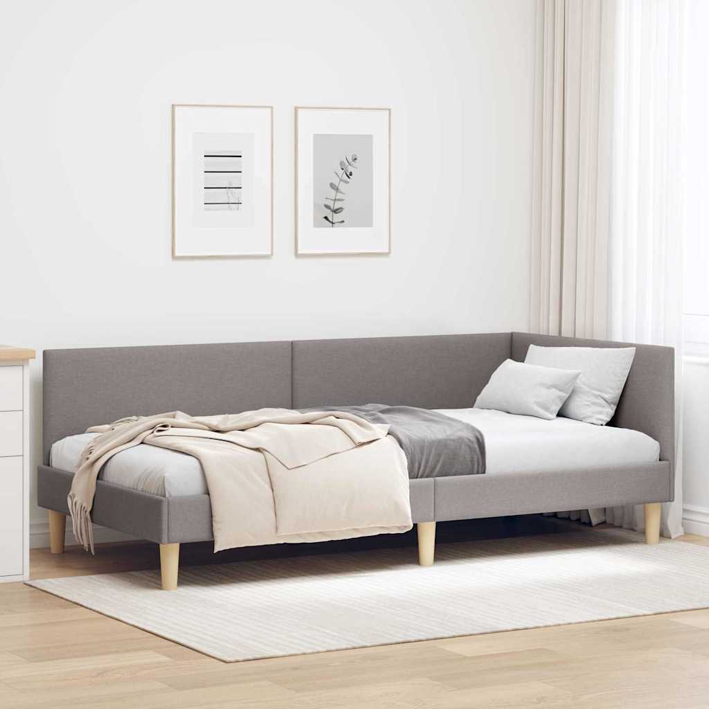 vidaXL Estructura de cama en esquina con cabecera Taupé 90 cm x 200 cm
