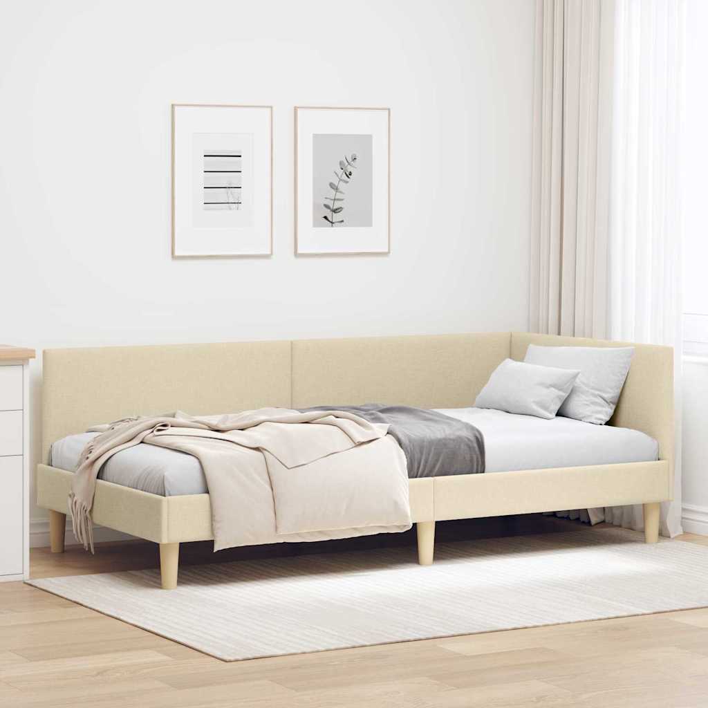 vidaXL Estructura de cama en esquina con cabecera Crema 90 cm x 200 cm