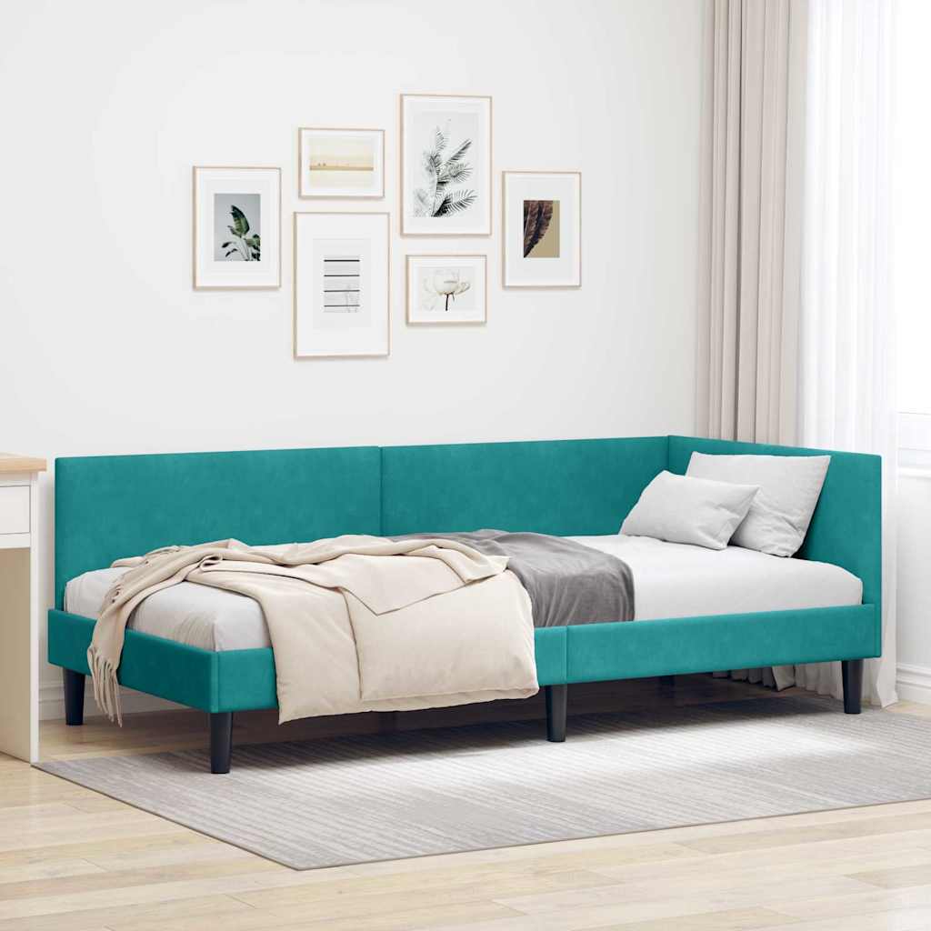vidaXL Estructura de cama en esquina Tuquesa 90 cm x 200 cm Terciopelo