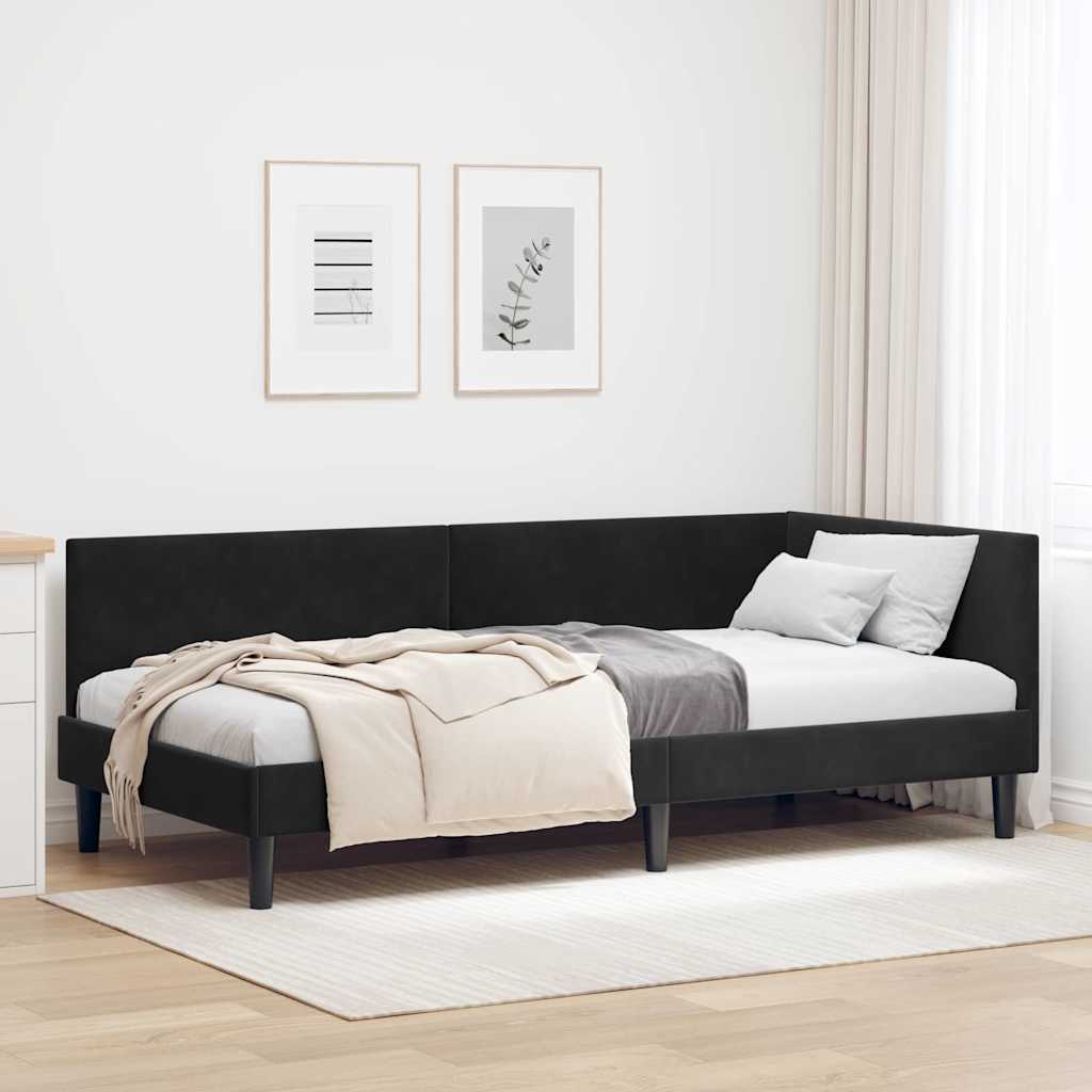 vidaXL Estructura de cama en esquina Negro 100 cm x 200 cm Terciopelo