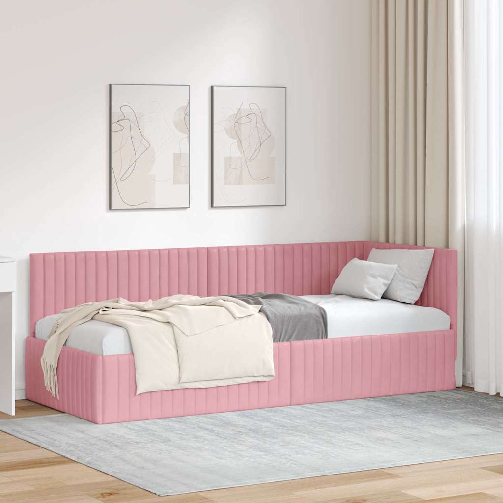 vidaXL Estructura de cama en esquina Rosa 80 cm x 200 cm Terciopelo