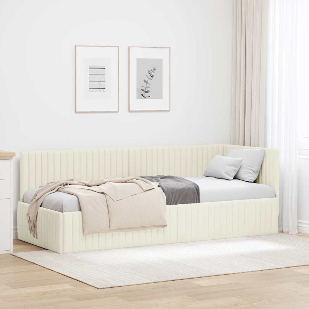 vidaXL Estructura de cama en esquina Crema 80 cm x 200 cm Terciopelo