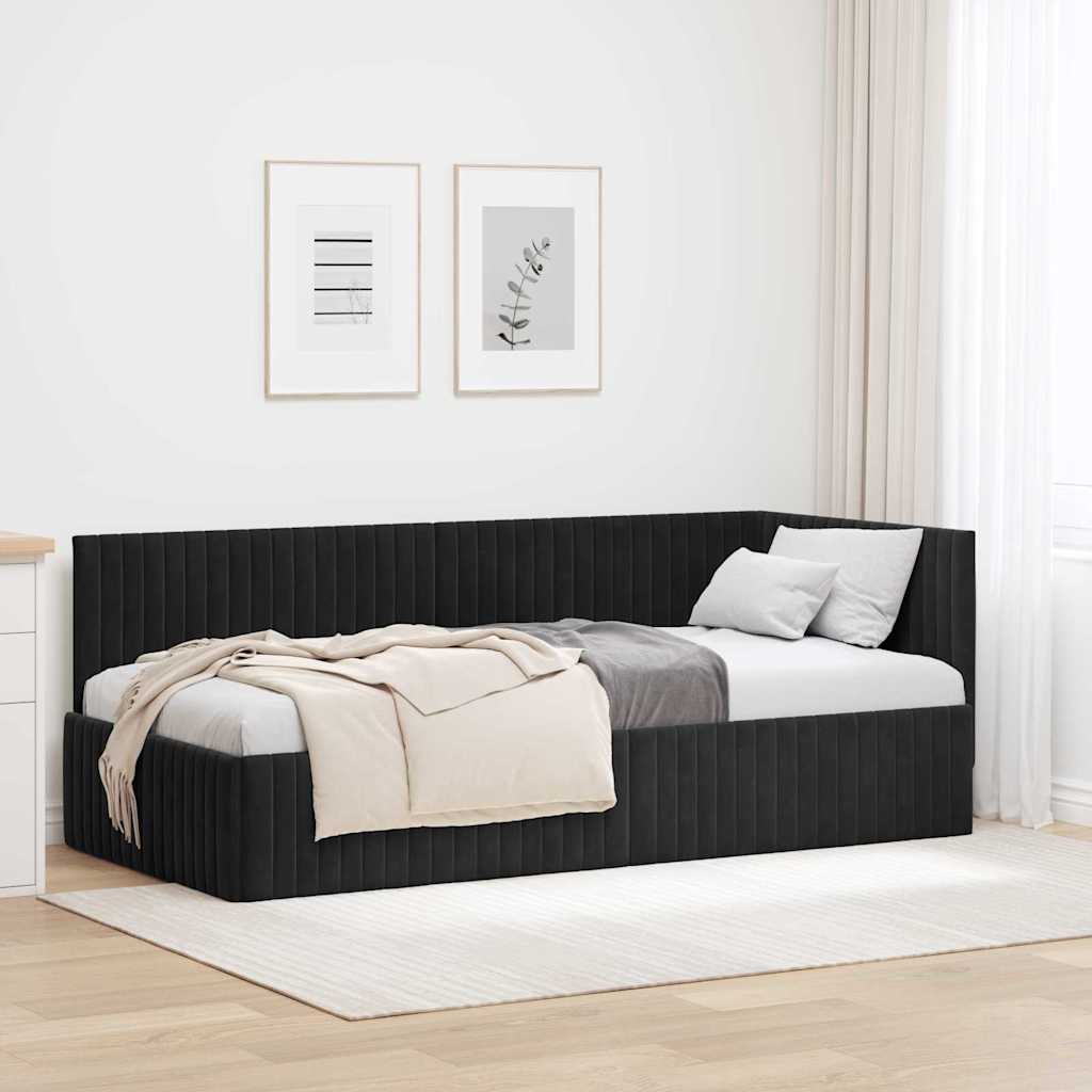 vidaXL Estructura de cama en esquina Negro 90 cm x 190 cm Terciopelo