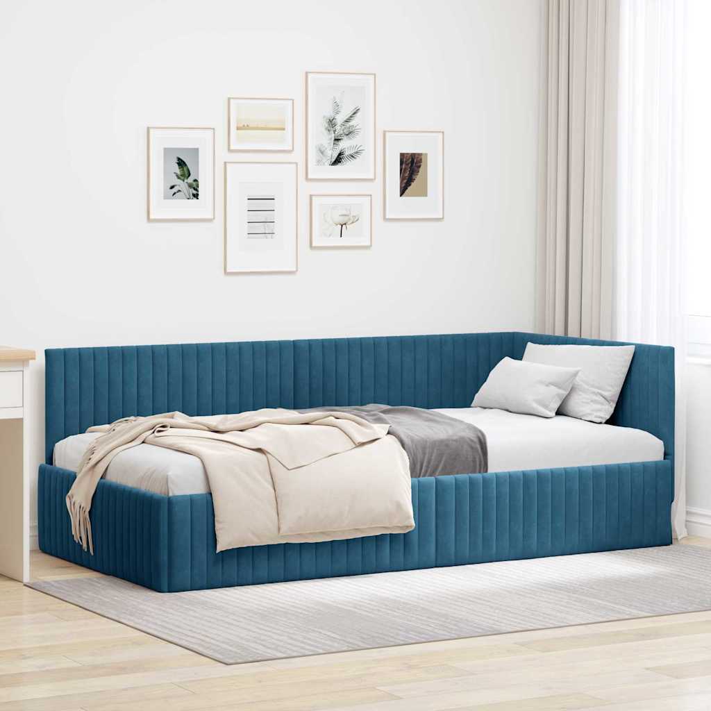 vidaXL Estructura de cama en esquina Azul 100 cm x 200 cm Terciopelo