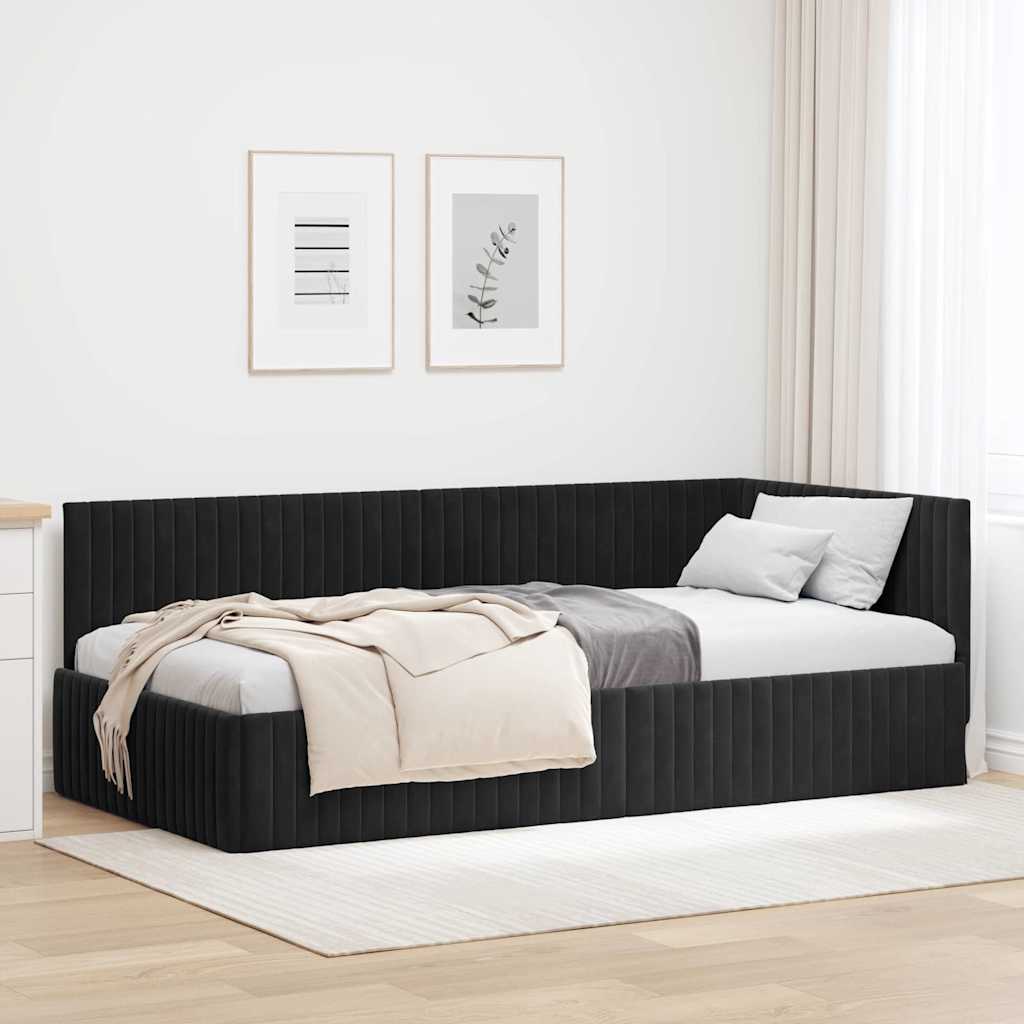vidaXL Estructura de cama en esquina Negro 100 cm x 200 cm Terciopelo