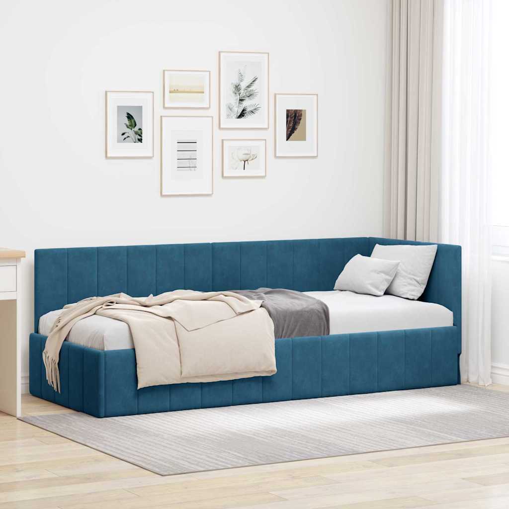 vidaXL Estructura de cama en esquina Azul 80 cm x 200 cm Terciopelo