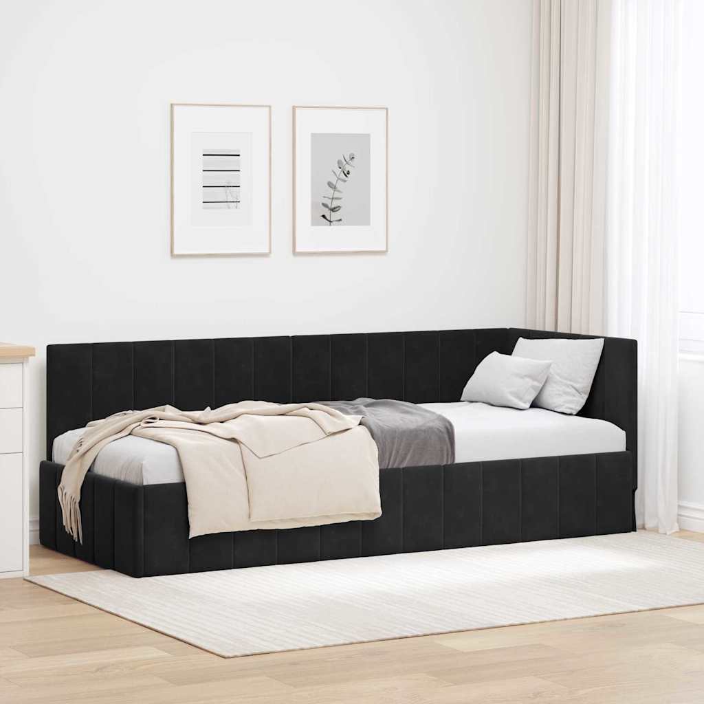 vidaXL Estructura de cama en esquina Negro 80 cm x 200 cm Terciopelo