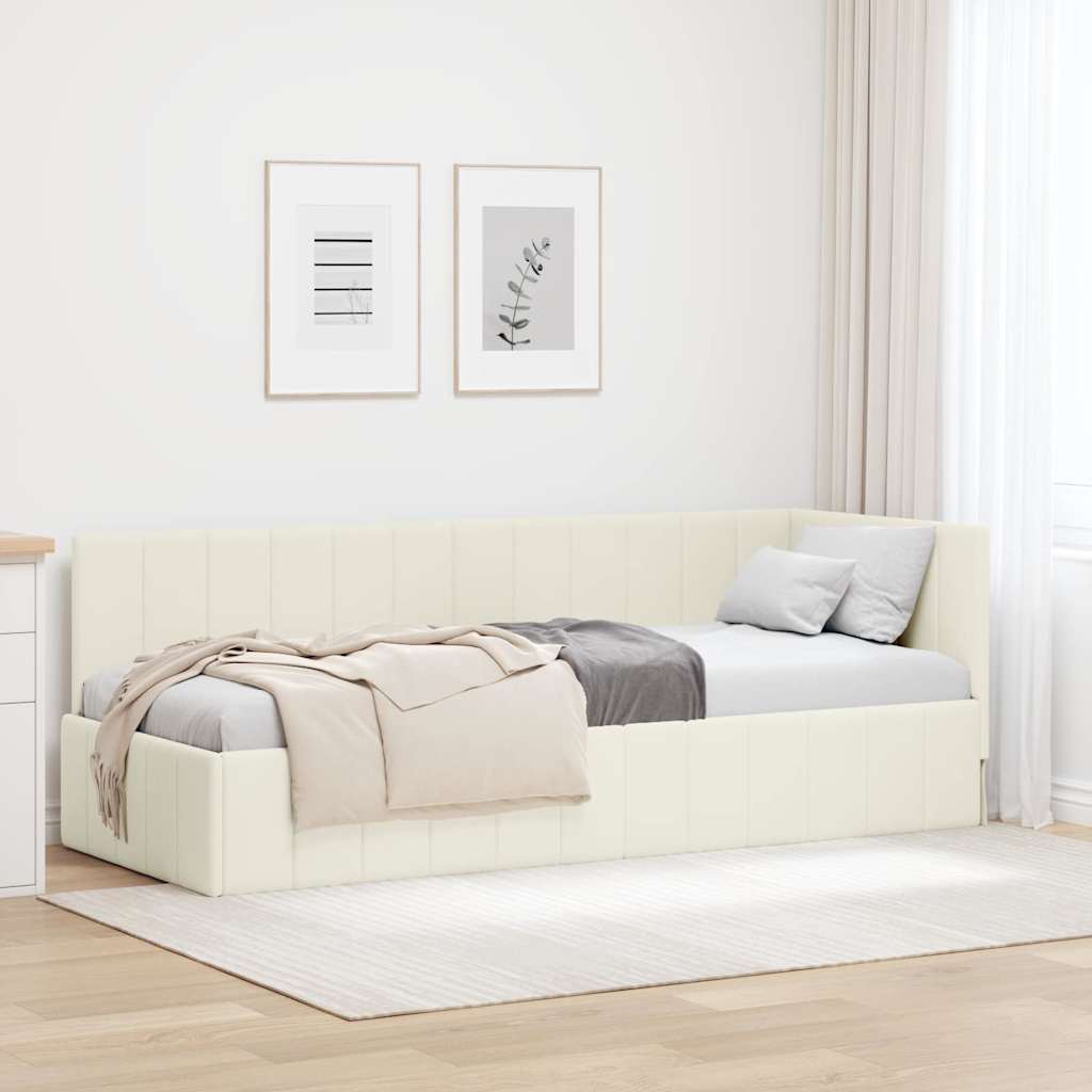 vidaXL Estructura de cama en esquina Crema 80 cm x 200 cm Terciopelo