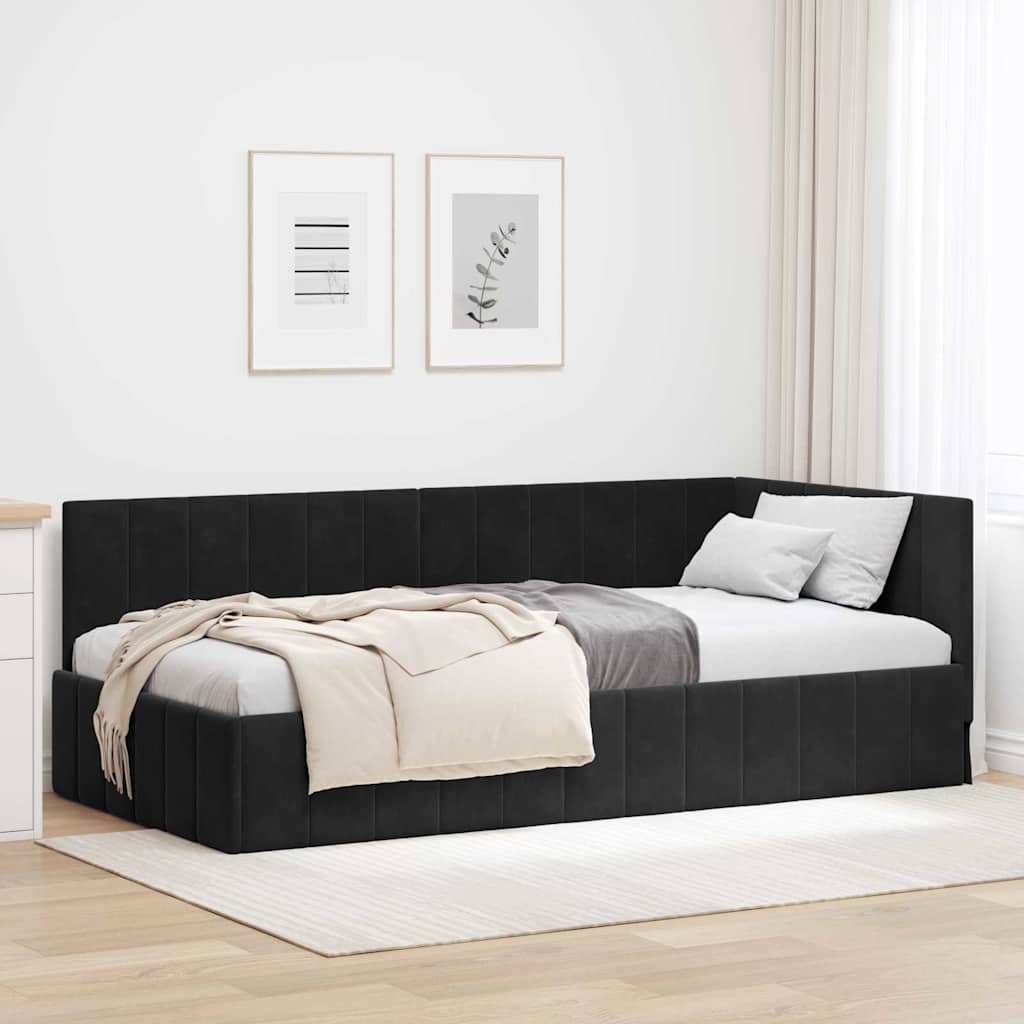 vidaXL Estructura de cama en esquina Negro 90 cm x 190 cm Terciopelo