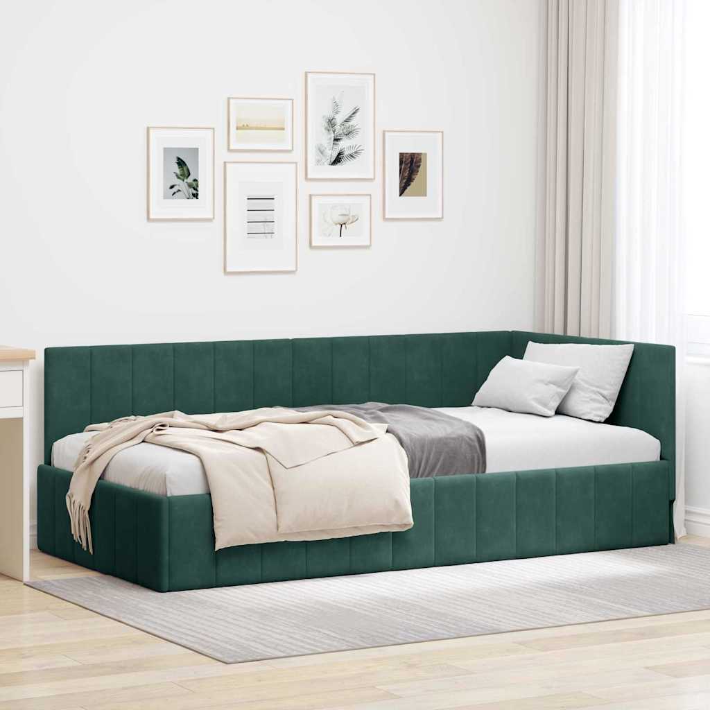 vidaXL Estructura de cama en esquina Verde oscuro 90 cm x 200 cm