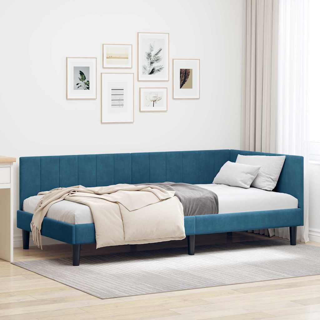 vidaXL Estructura de cama en esquina Azul 90 cm x 200 cm Terciopelo