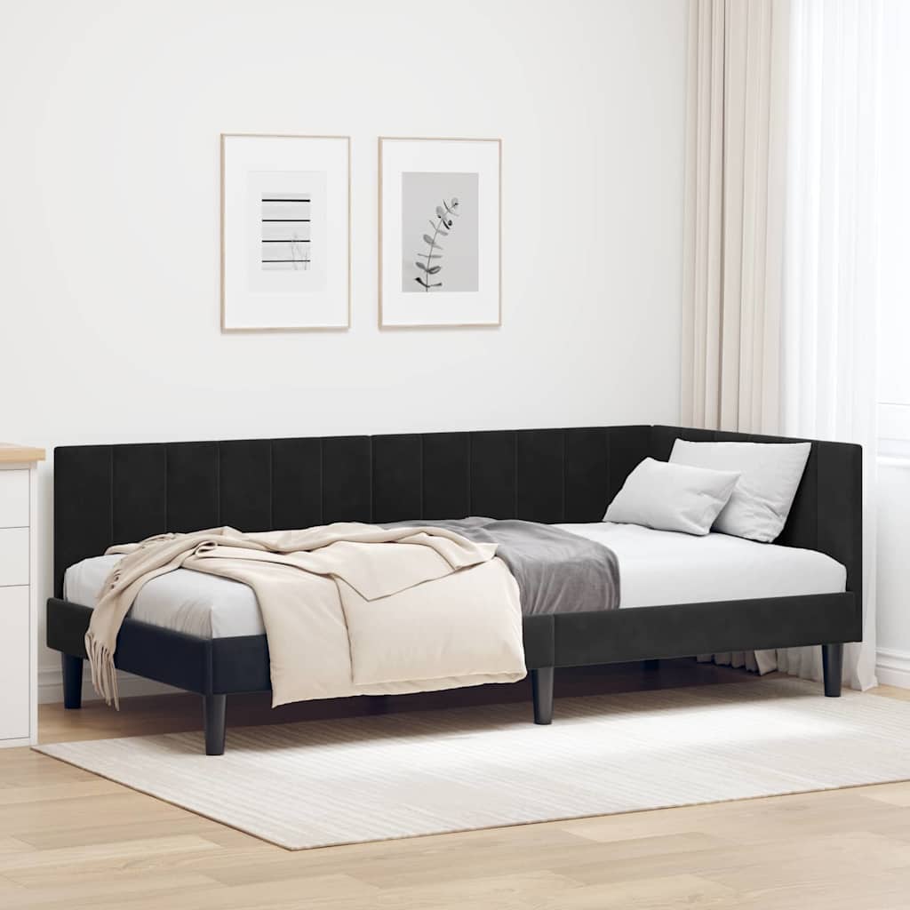vidaXL Estructura de cama en esquina Negro 100 cm x 200 cm Terciopelo