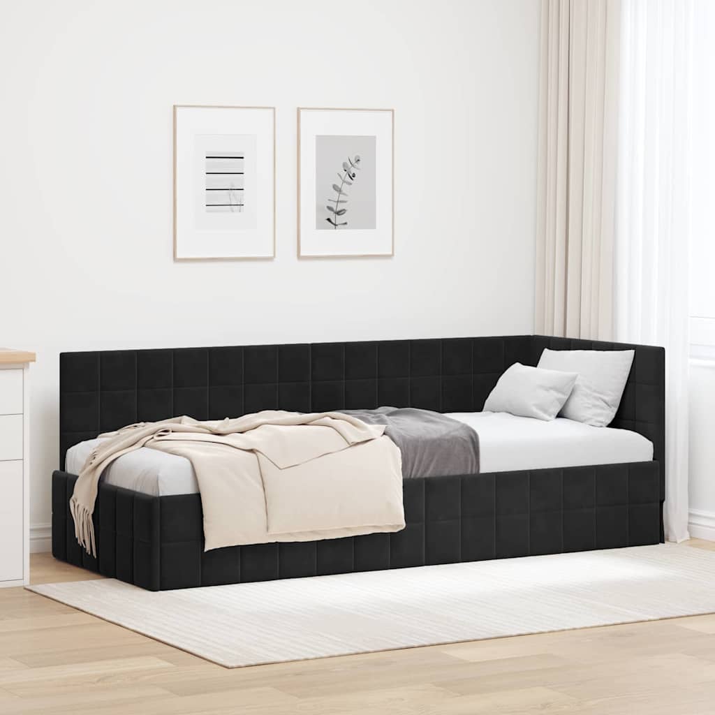 vidaXL Estructura de cama en esquina Negro 80 cm x 200 cm Terciopelo