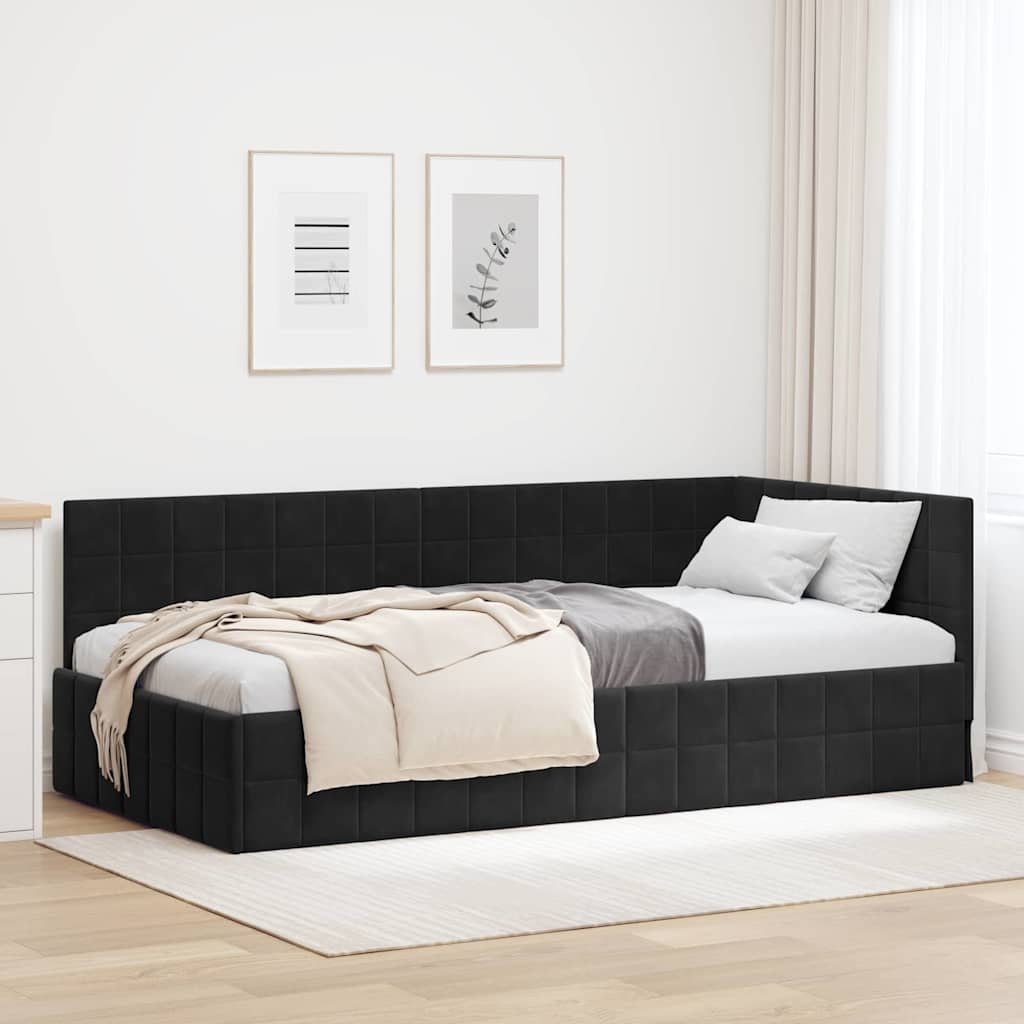 vidaXL Estructura de cama en esquina Negro 90 cm x 190 cm Terciopelo