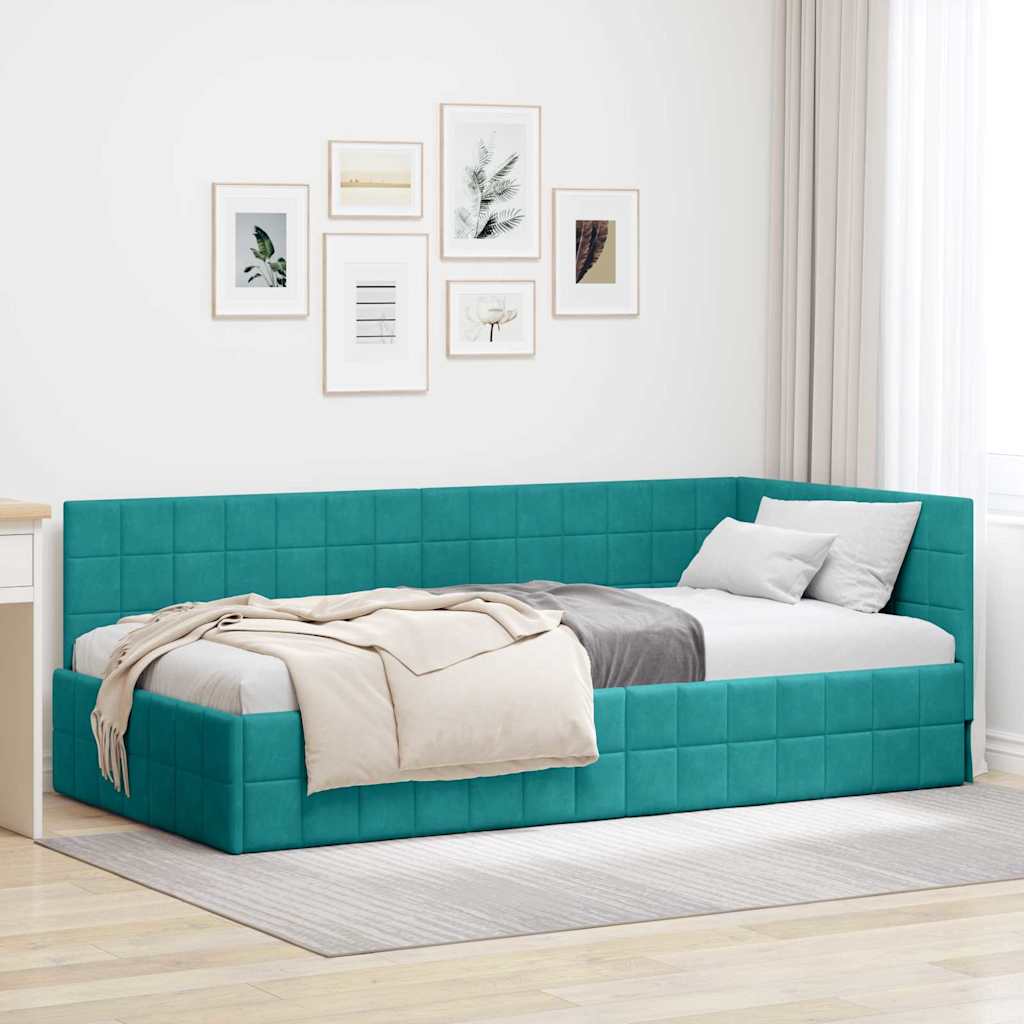 vidaXL Estructura de cama en esquina Tuquesa 90 cm x 190 cm Terciopelo