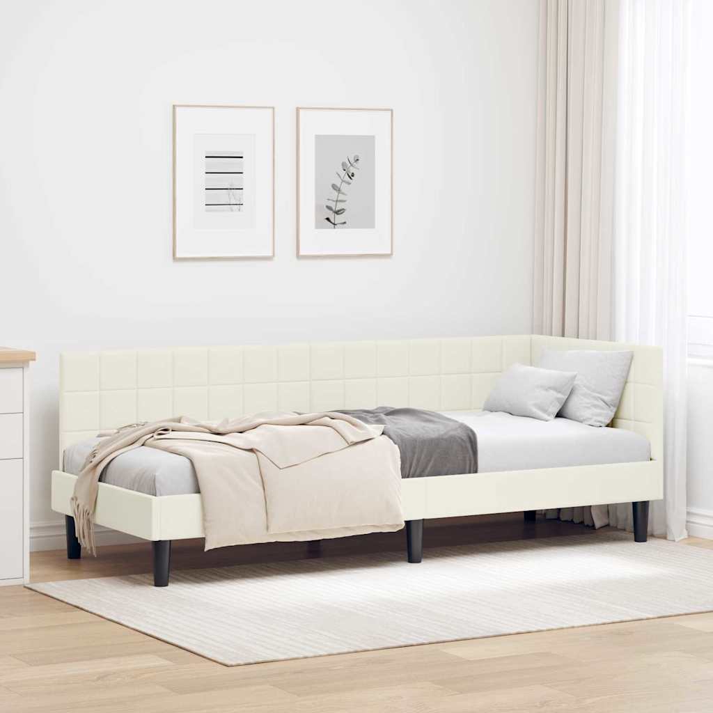 vidaXL Estructura de cama en esquina Crema 80 cm x 200 cm Terciopelo