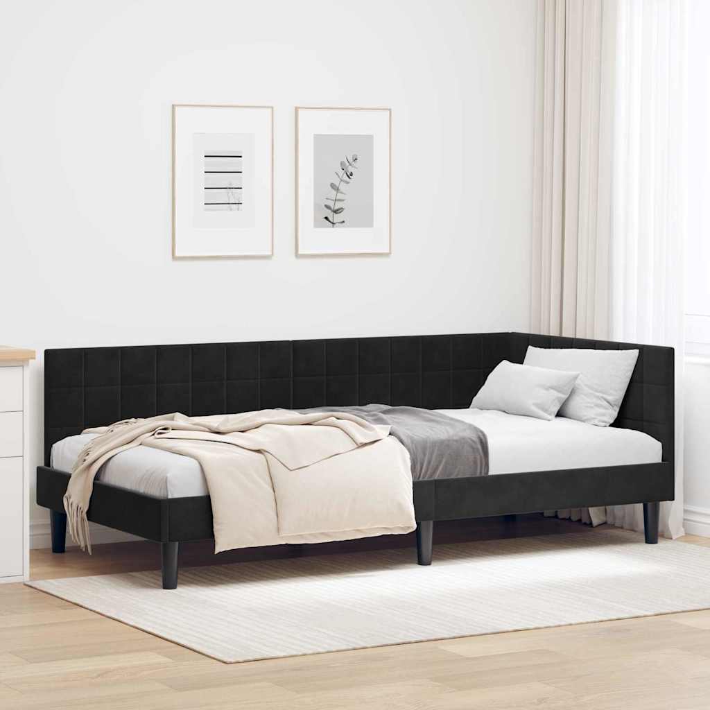 vidaXL Estructura de cama en esquina Negro 90 cm x 190 cm Terciopelo