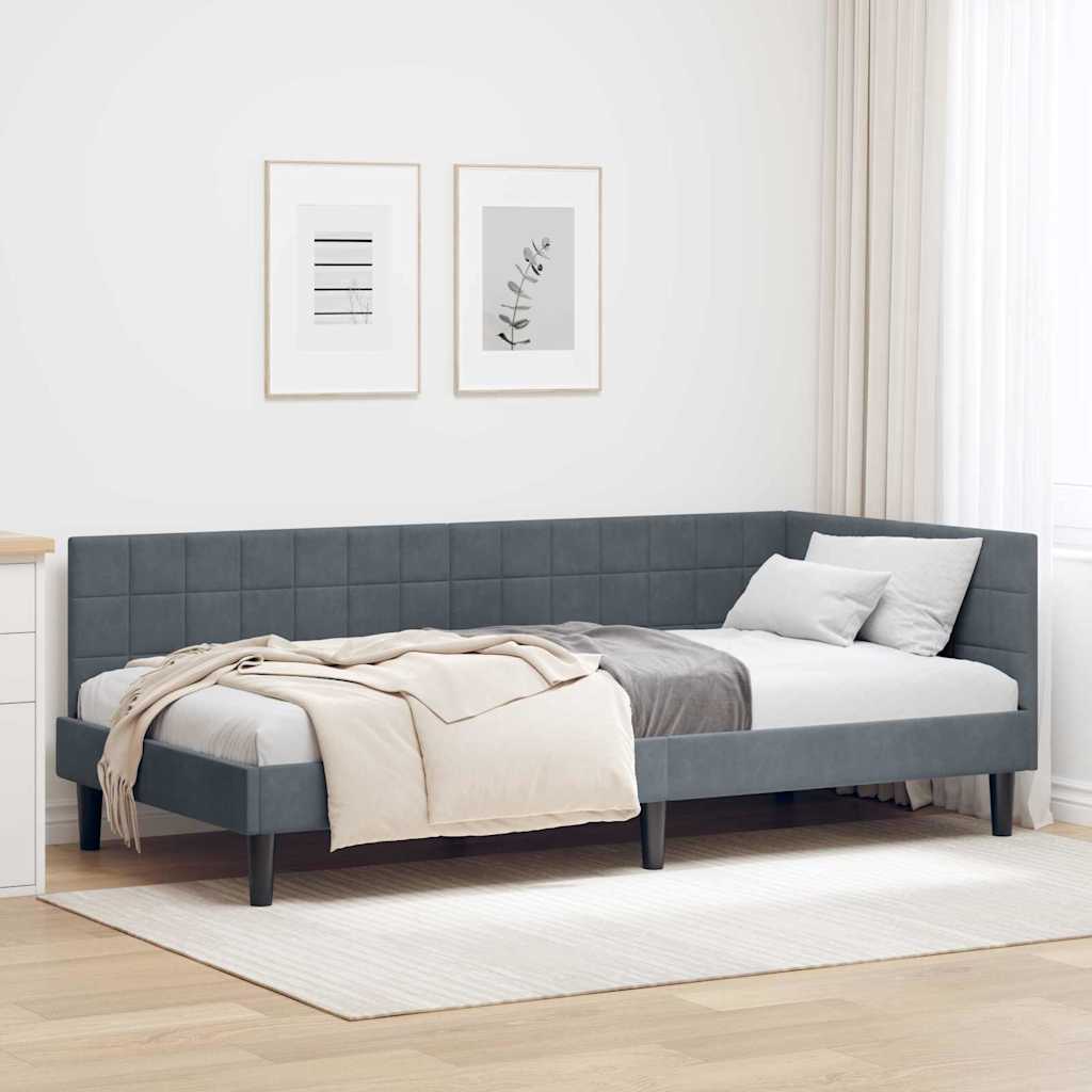 vidaXL Estructura de cama en esquina Gris oscuro 90 cm x 200 cm
