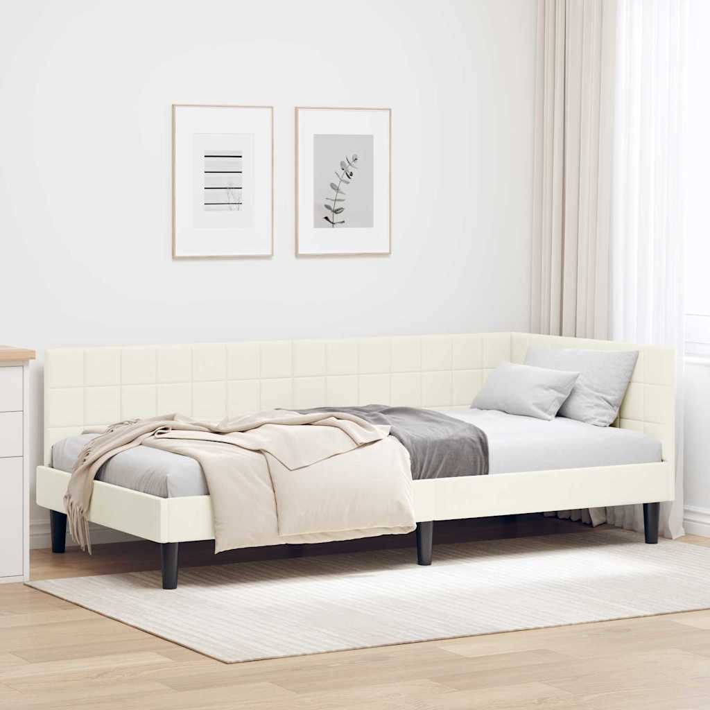 vidaXL Estructura de cama en esquina Crema 100 cm x 200 cm Terciopelo