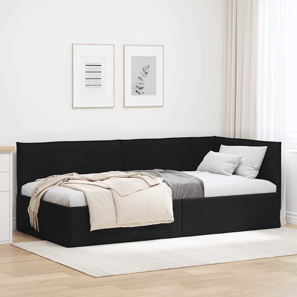 vidaXL Estructura de cama en esquina Negro 80 x 200 cm tela