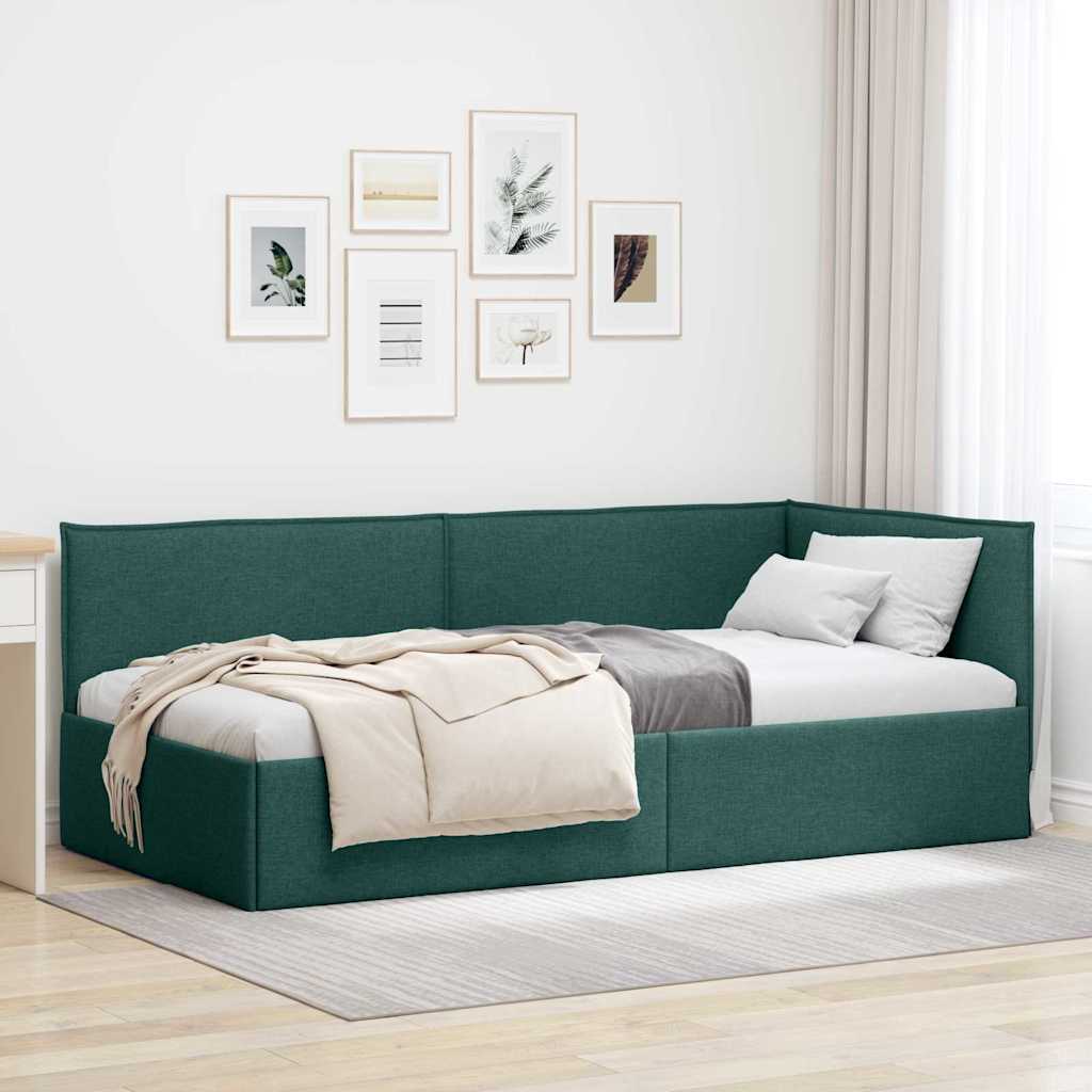vidaXL Estructura de cama en esquina Verde oscuro 80 x 200 cm tela