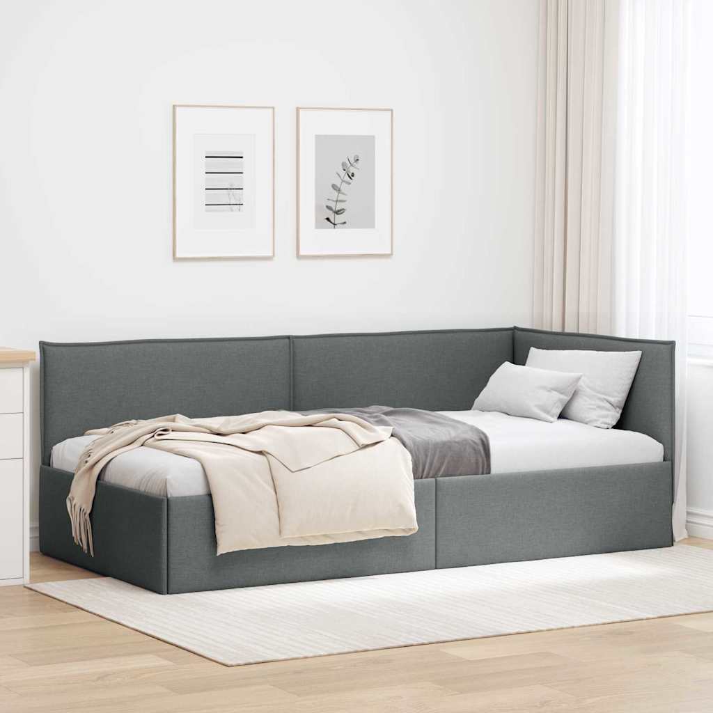 vidaXL Estructura de cama en esquina Gris oscuro 100 x 200 cm tela