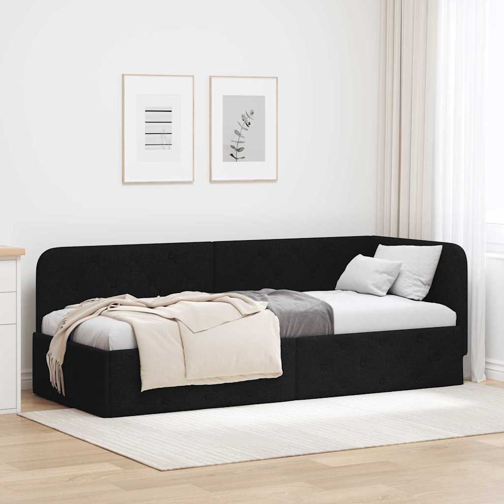 vidaXL Estructura de cama en esquina Negro 80 x 200 cm tela