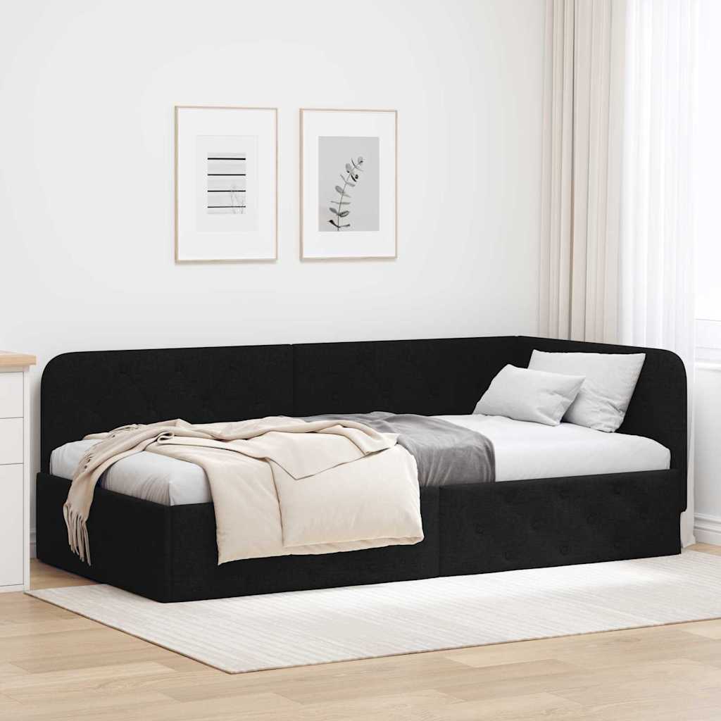 vidaXL Estructura de cama en esquina Negro 100 x 200 cm tela