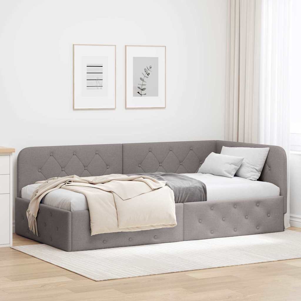 vidaXL Estructura de cama en esquina Taupé 100 x 200 cm tela