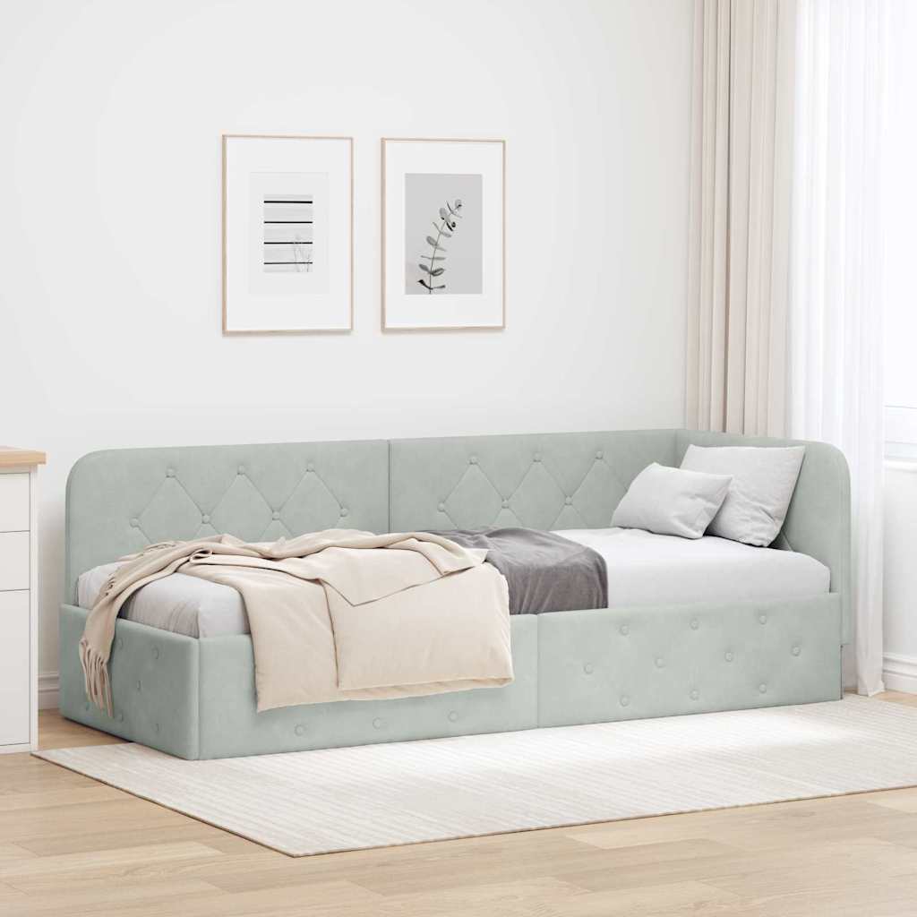 vidaXL Estructura de cama en esquina Gris Claro 80 x 200 cm Terciopelo