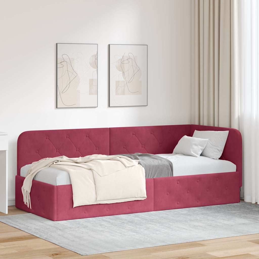 vidaXL Estructura de cama en esquina Rojo vino 80 x 200 cm Terciopelo