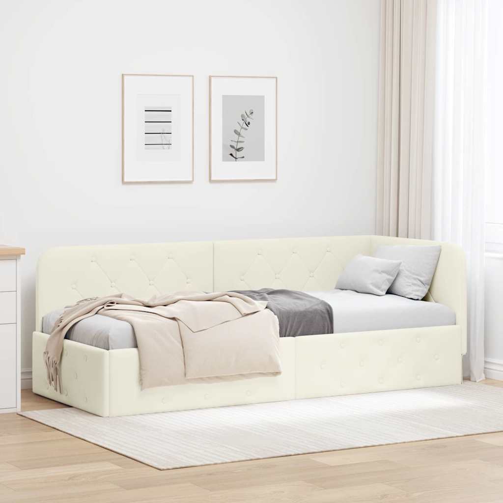 vidaXL Estructura de cama en esquina Crema 80 x 200 cm Terciopelo